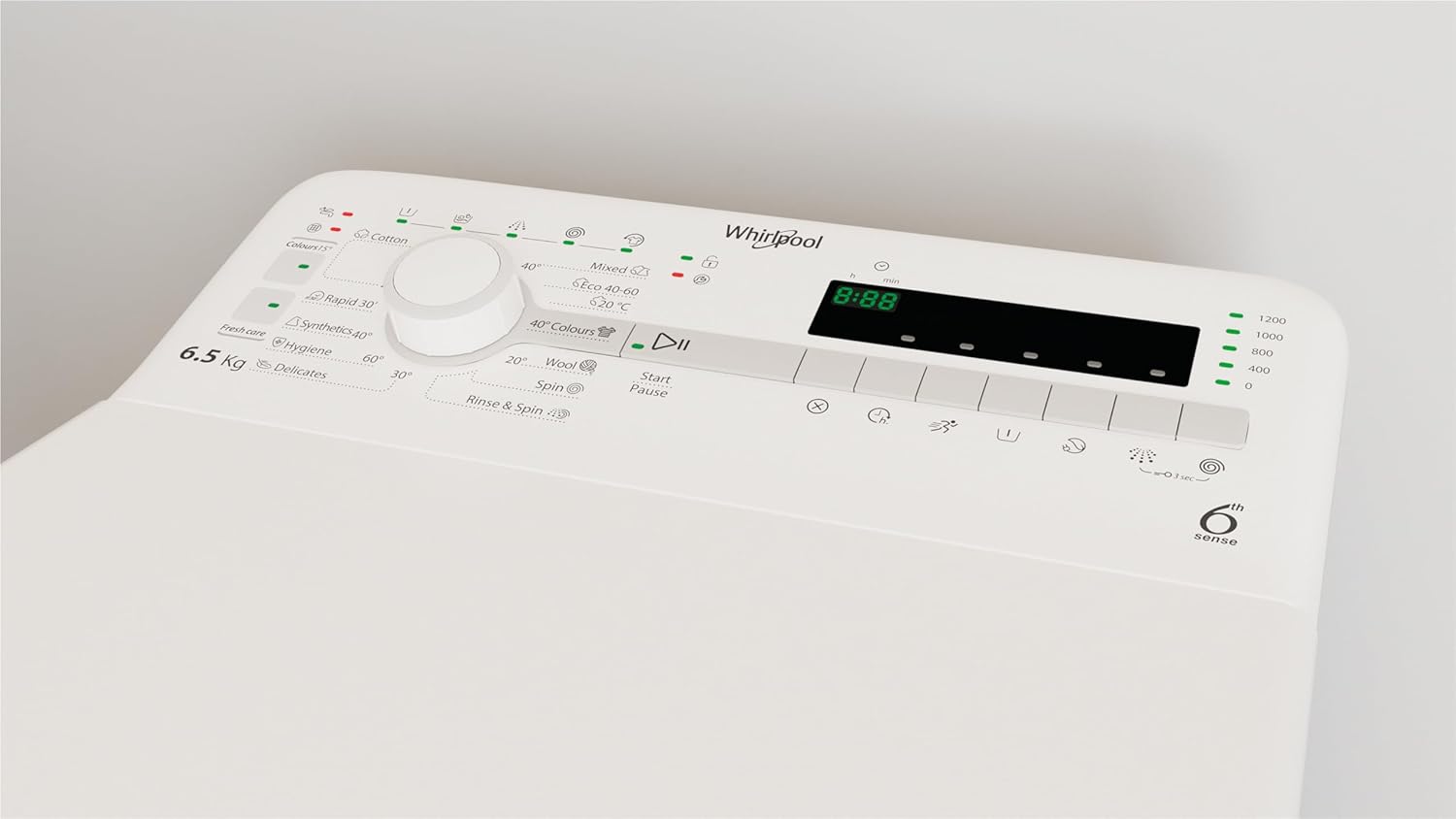 Whirlpool - Lavadora carga superior 6.5 kg TDLR 65230SS EU/N blanco, 1200 rpm, tecnología 6th sense y freshcare, motor universal, eficiencia NEL D