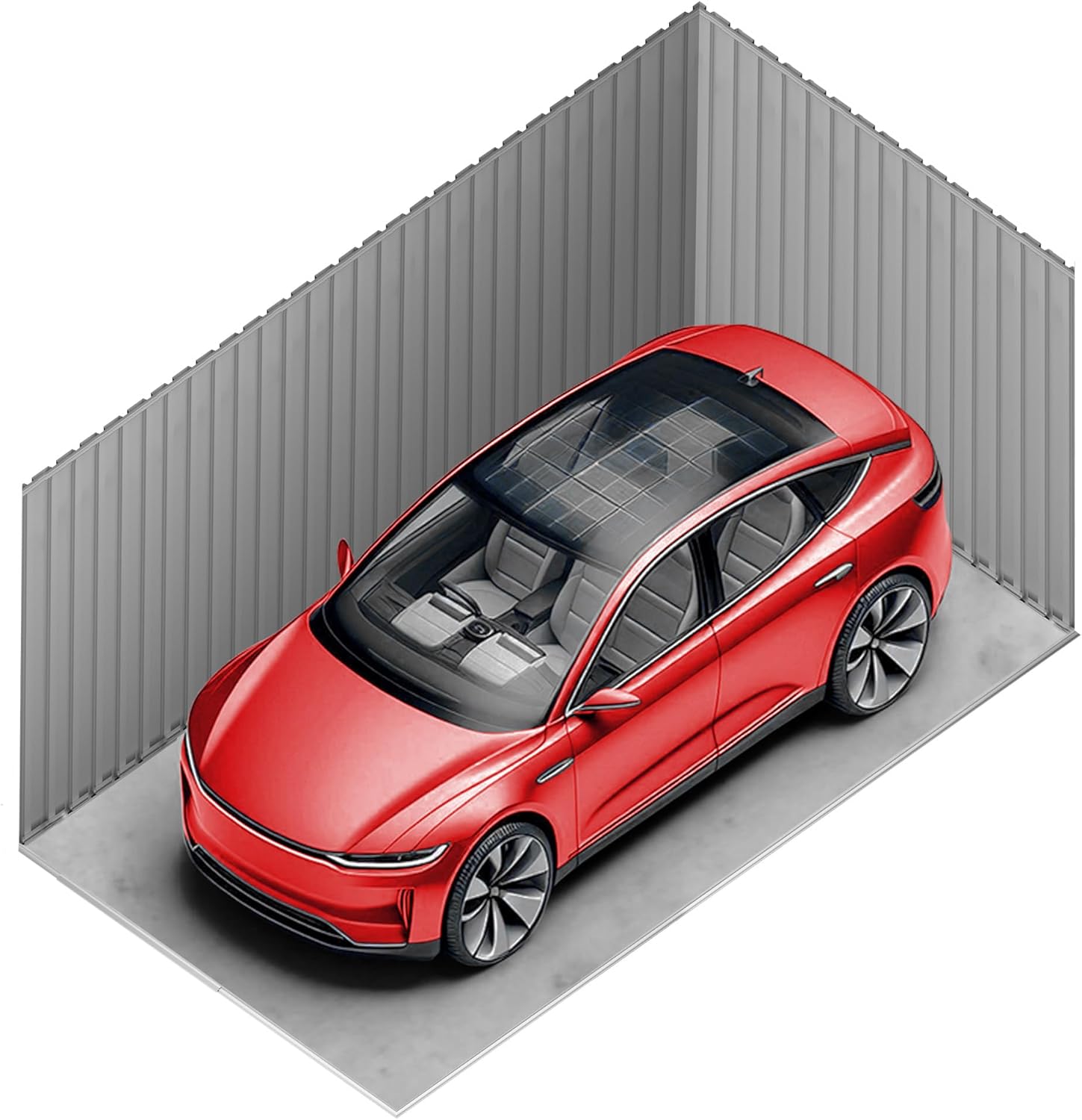 Wasabi - Garaje Metálico 19,52m2 Jarama – Portón Amplio Enrollable - Resguardo Exterior Coche - Cierre Seguridad Llave - Puerta Lateral Peatonal - Cochera Cobertizo Jardín Almacenaje – 576x338x243cm