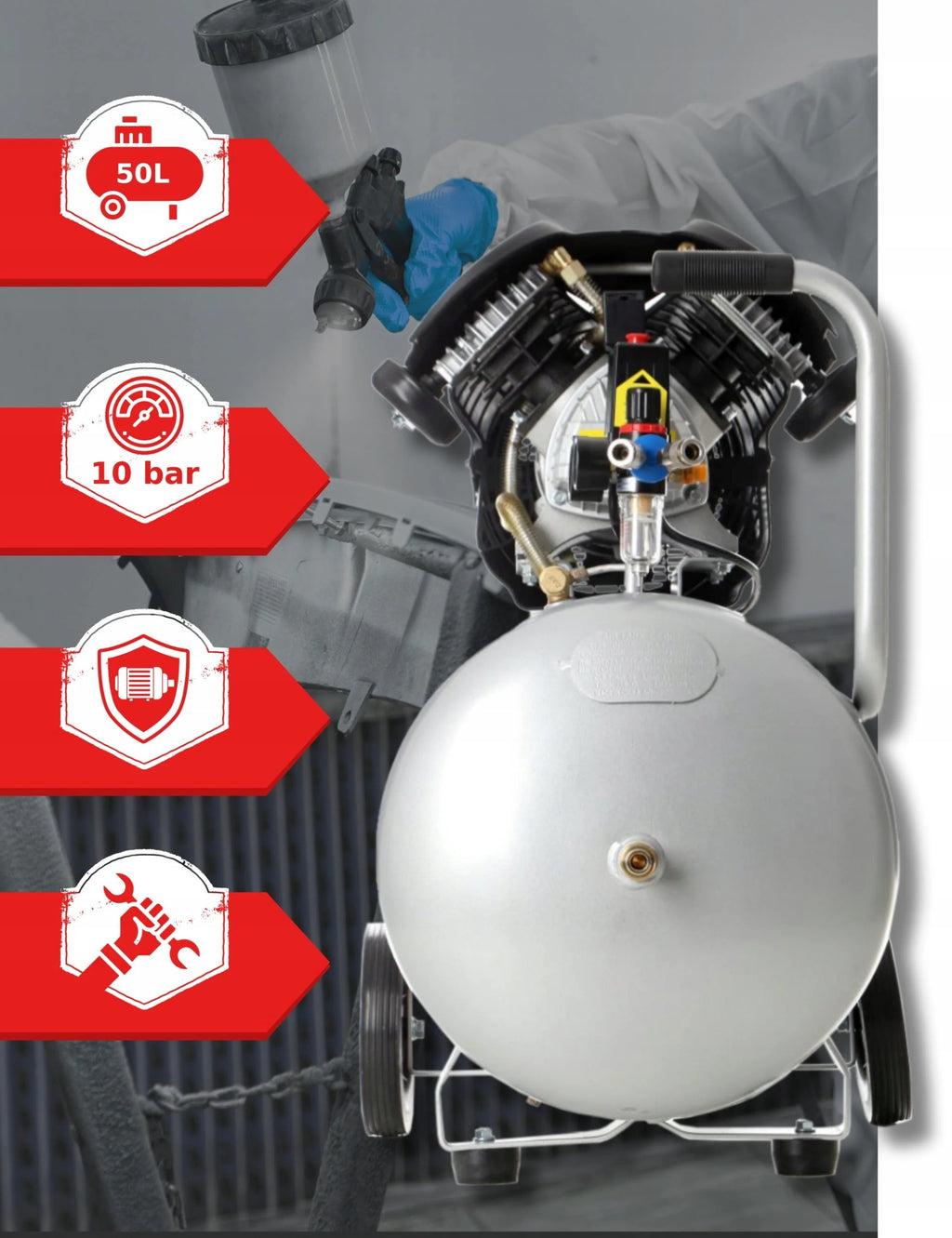 KOMPRESOR SPRĘŻARKA TAGRED 50L V2 SEPARATOR ZESTAW + Olej WYSOKA JAKOŚĆ