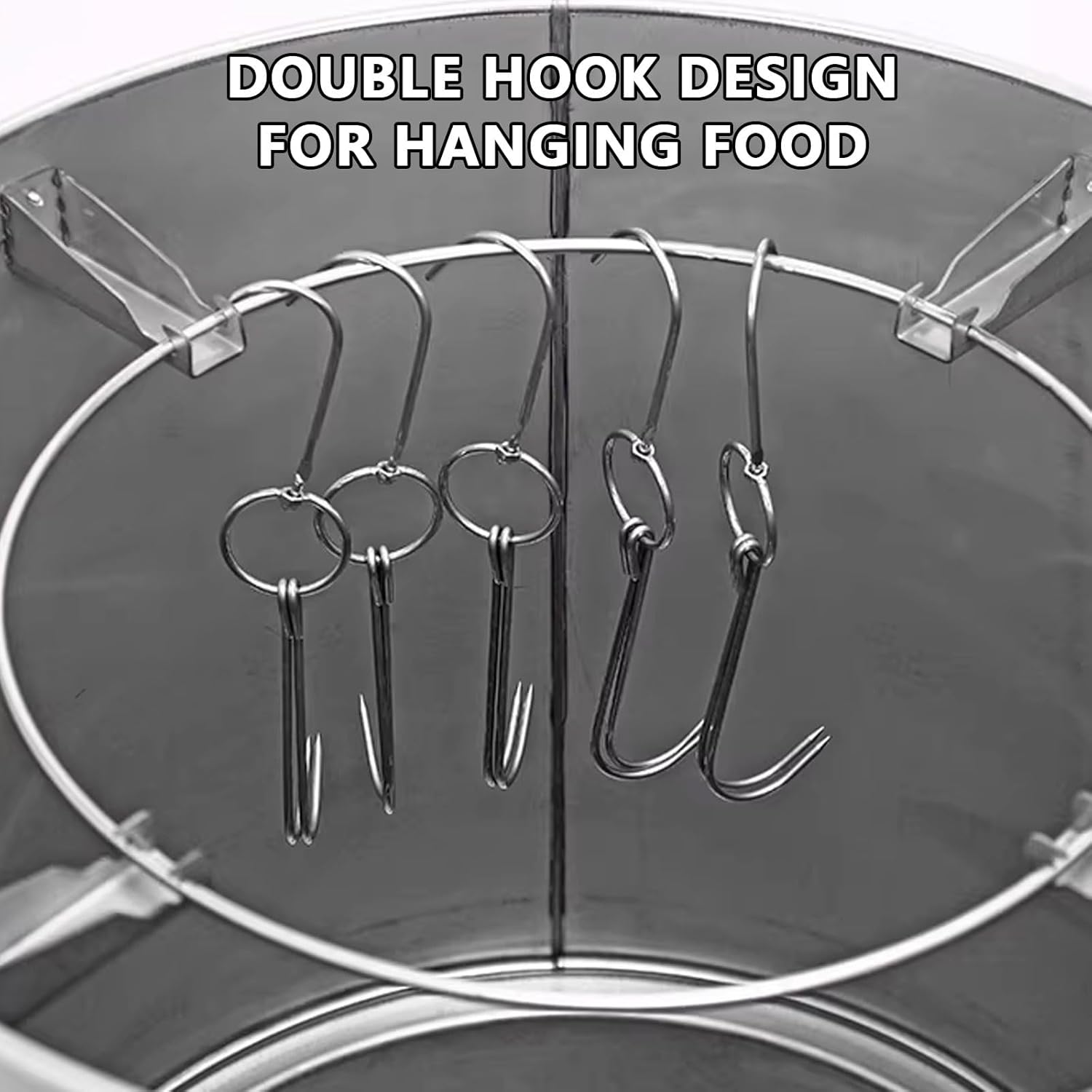 Ahumador Barril Asador De Carne Material De Acero Inoxidable Asador De 360° Incluye Termómetro Y Recipiente para Cenizas 50 Cm De Diámetro Parrillero
