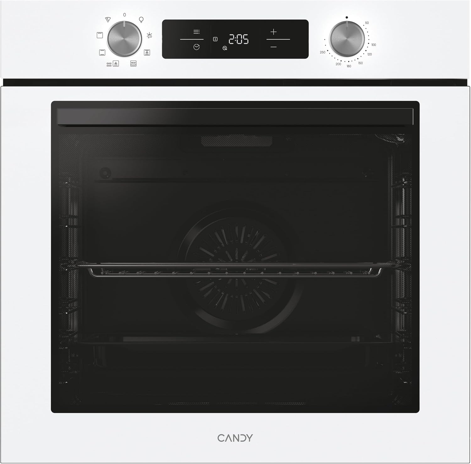Candy Bake 600 CA6 N3T1HTW Horno Multifunción, 78L, Recetas a través de app hOn, 1 Bandeja y 1 Rejilla, Limpieza Hidrolítica, Convección + Ventilador, 9 Funciones, Ready UX, Blanco