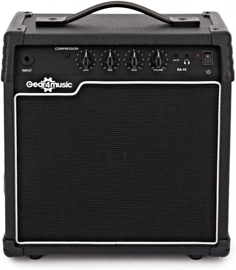 Bajo Eléctrico Con Amplificador De 15 W Chicago de Gear4music 4 Cuerdas Negro