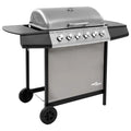 2026 Barbacoa de gas con 6 fogones negro y plateado V0288
