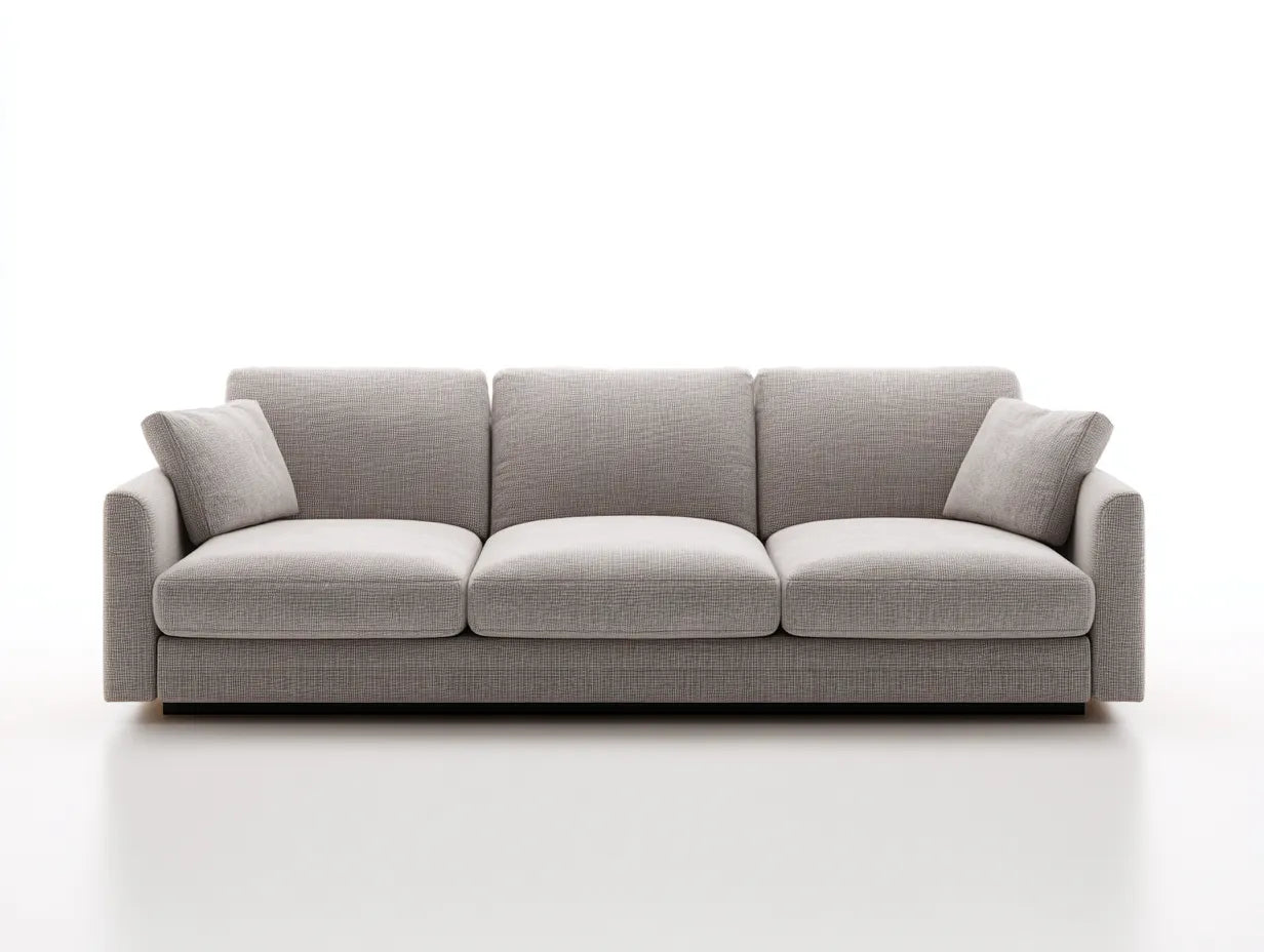 Sofá de tres plazas para salón 220 x 95 x 84 cm - gris perla - diseño contemporáneo de líneas bajas