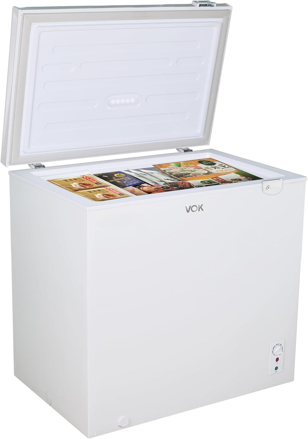 VOK Congelador Horizontal 194 L Ancho 81,8 cm - Función Dual, Congelación Rápida, Luz LED, Bloqueo de Seguridad, Autonomía de 23 h, Blanco