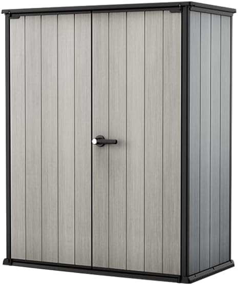 Keter High Store Plus- Cobertizo de jardín Exterior, 1400L, Color Gris, tecnología Duotech Paredes aptas para Pintar, 170.4 x 140 x 73.6 cm