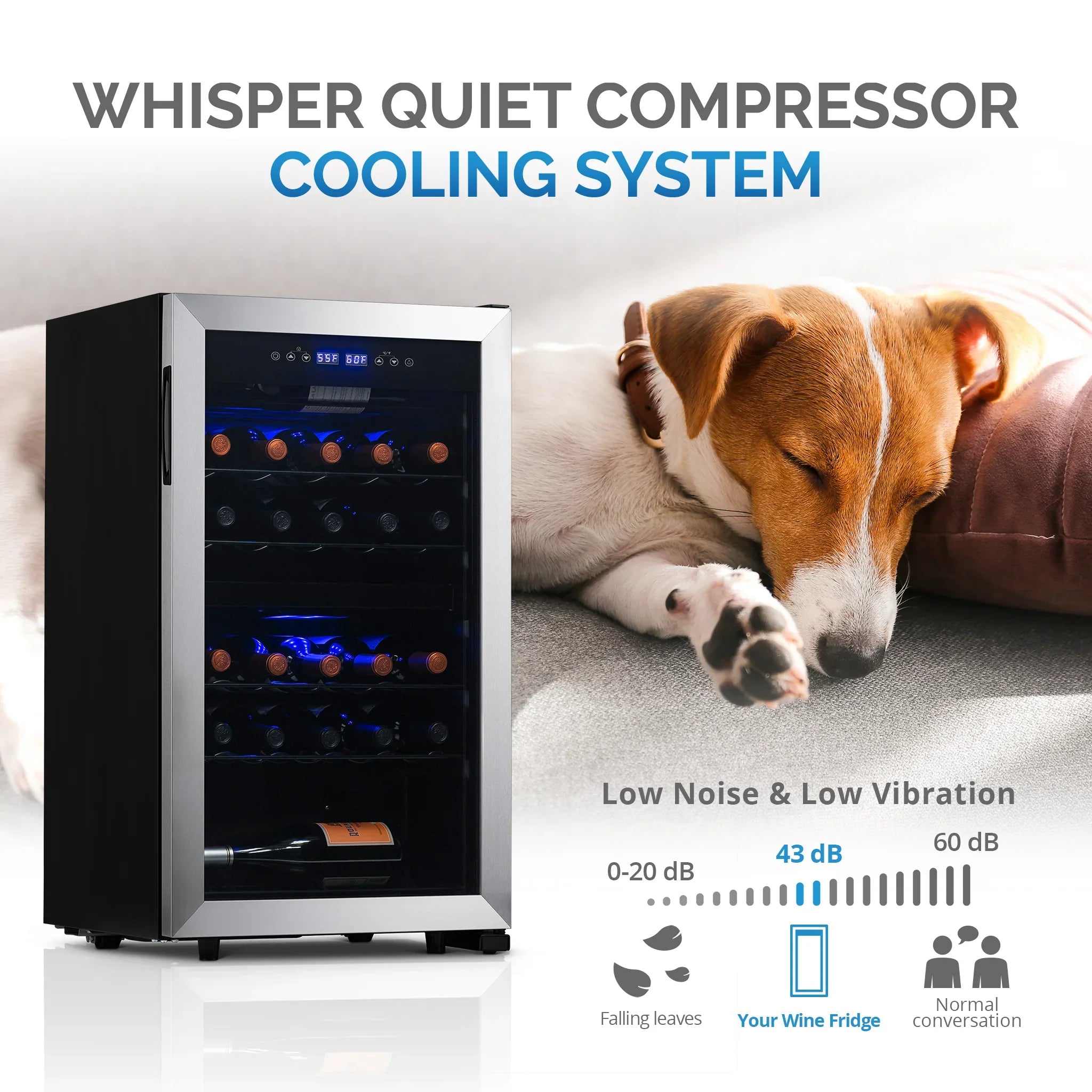 2026 Refrigerador de Vinos Independiente Newair® – 28 Botellas (48 cm), Doble Zona, Acero Inoxidable