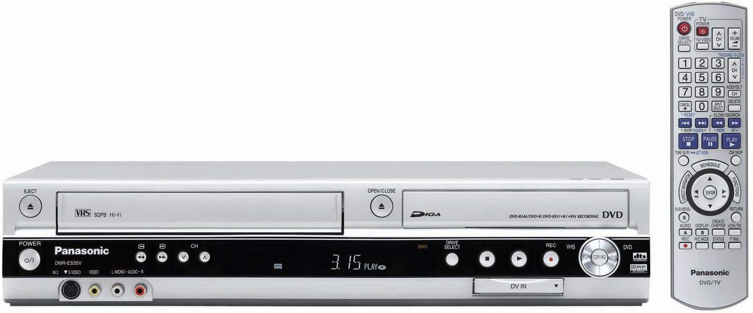 Panasonic DMR-ES35 DVD Recorder + VHS VCR - lectores y grabadores de DVD (JPEG/TIFF, 33 W, 13.5 W, Negro, Plata, 6800 g, XP,SP,LP,EP)