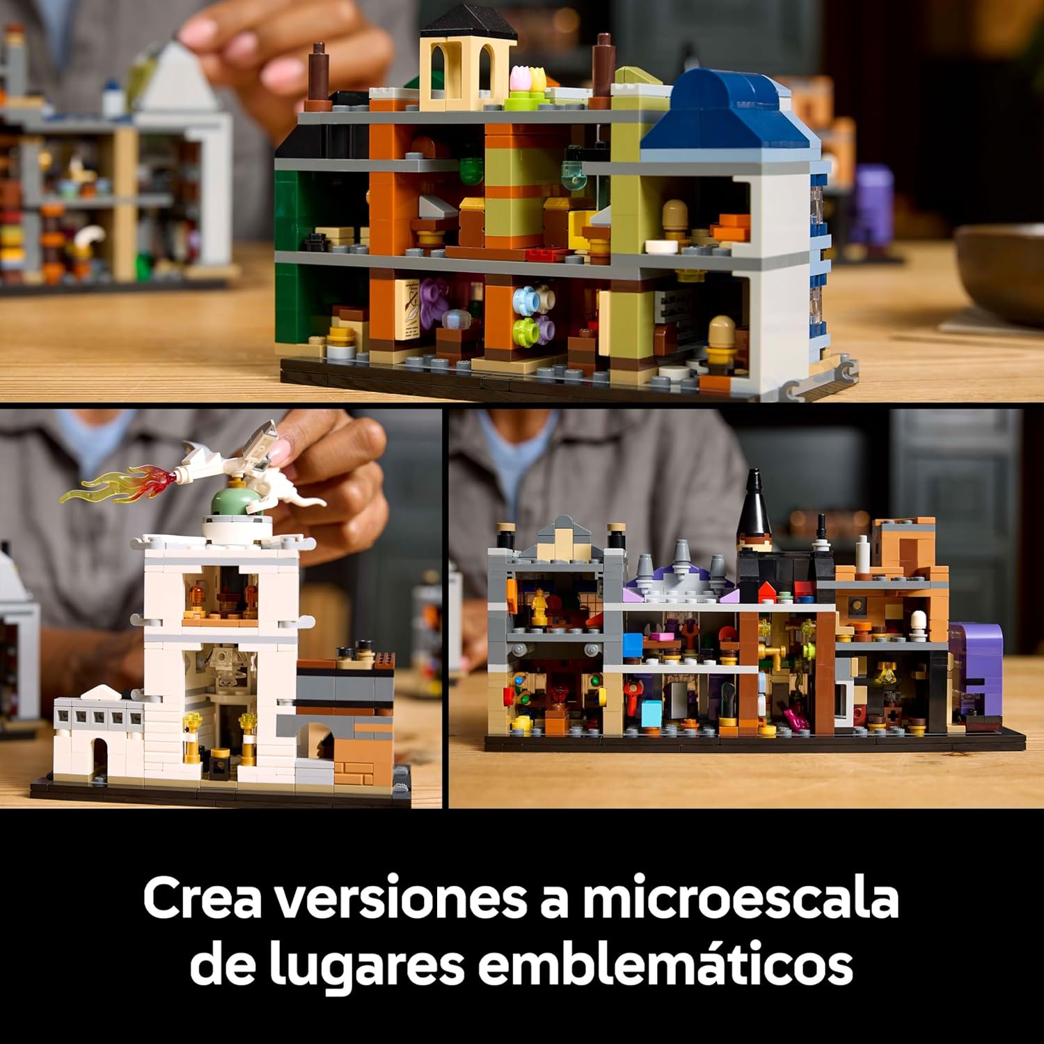 Harry Potter Tiendas Mágicas del Callejón Diagon Maqueta para Adultos y 12 Micro Figuras de Colección, Autobús Noctámbulo, Regalo para Mujeres y Hombres, Decoración Dormitorio, Set de Magia 76444