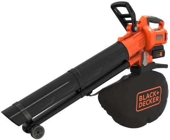 BLACK+DECKER Sopladora, aspiradora y trituradora de Hojas sin Cable de 36v, con Bolsa de recolección de 45L y batería de Litio de 2.5Ah, BCBLV3625L1-QW