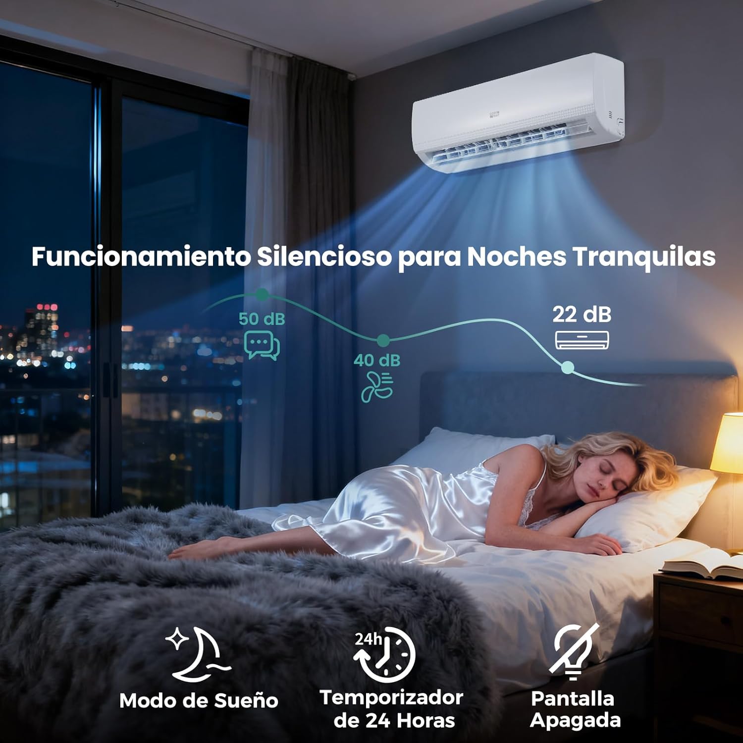 COSTWAY Aire Acondicionado Split, 2,6 kW, Aire Acondicionado con Calefacción con Bomba de Calor,Refrigerante: R32, Calefactor y Refrigerador con Kit de Instalación para Habitación hasta 70m³ (9000BTU)