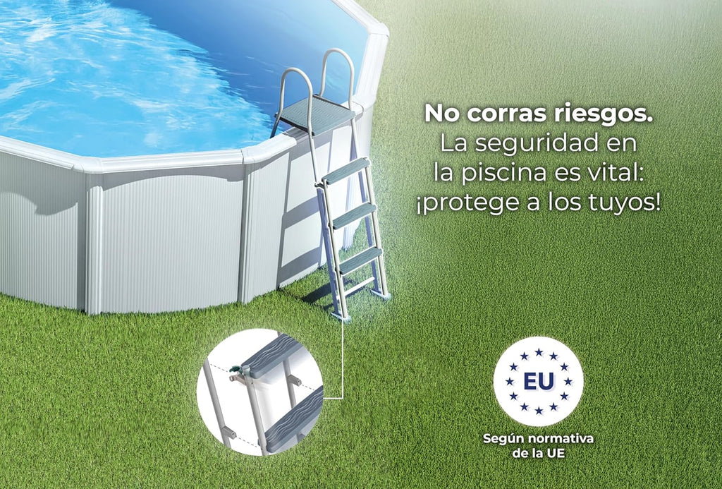 Piscina de Acero Elevada,Redonda con Aspecto Acero Blanco. Piscinas Desmontables para Jardín 550 x 132 cm - Piscina Gre KITPROV508 Atlantis.