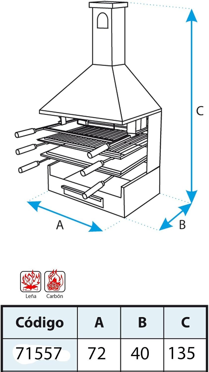 Imex El Zorro 71557 - Cajón Chimenea c/Parrilla, Plancha y Kit 72x40x135 cms.