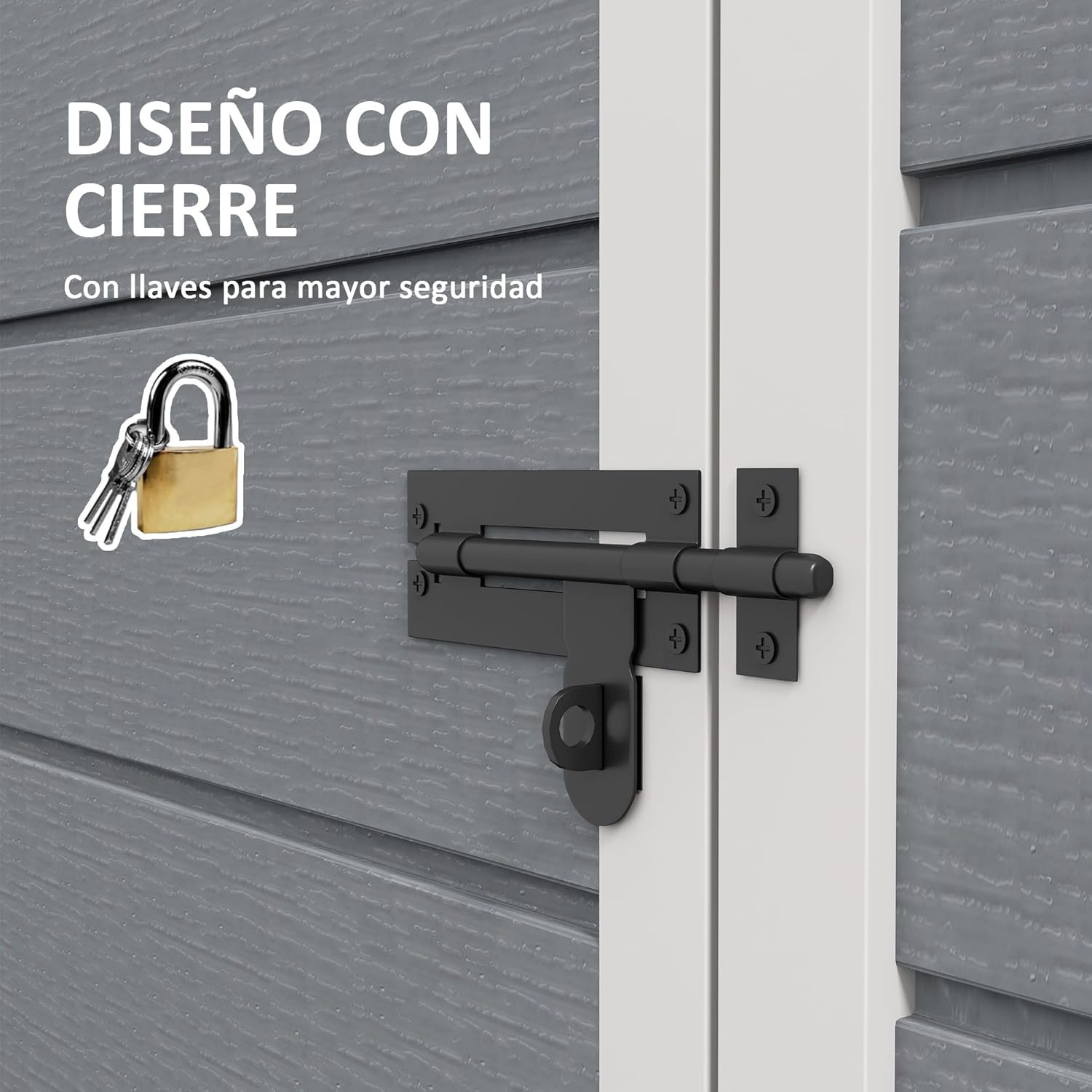 Outsunny Caseta de Jardín Exterior, 1,14 m², 151x92x193 cm, Cobertizo de Jardín Exterior con Suelo, Puerta Corredera, Ventana y Techo Inclinado, para Almacenamiento de Herramientas, Gris