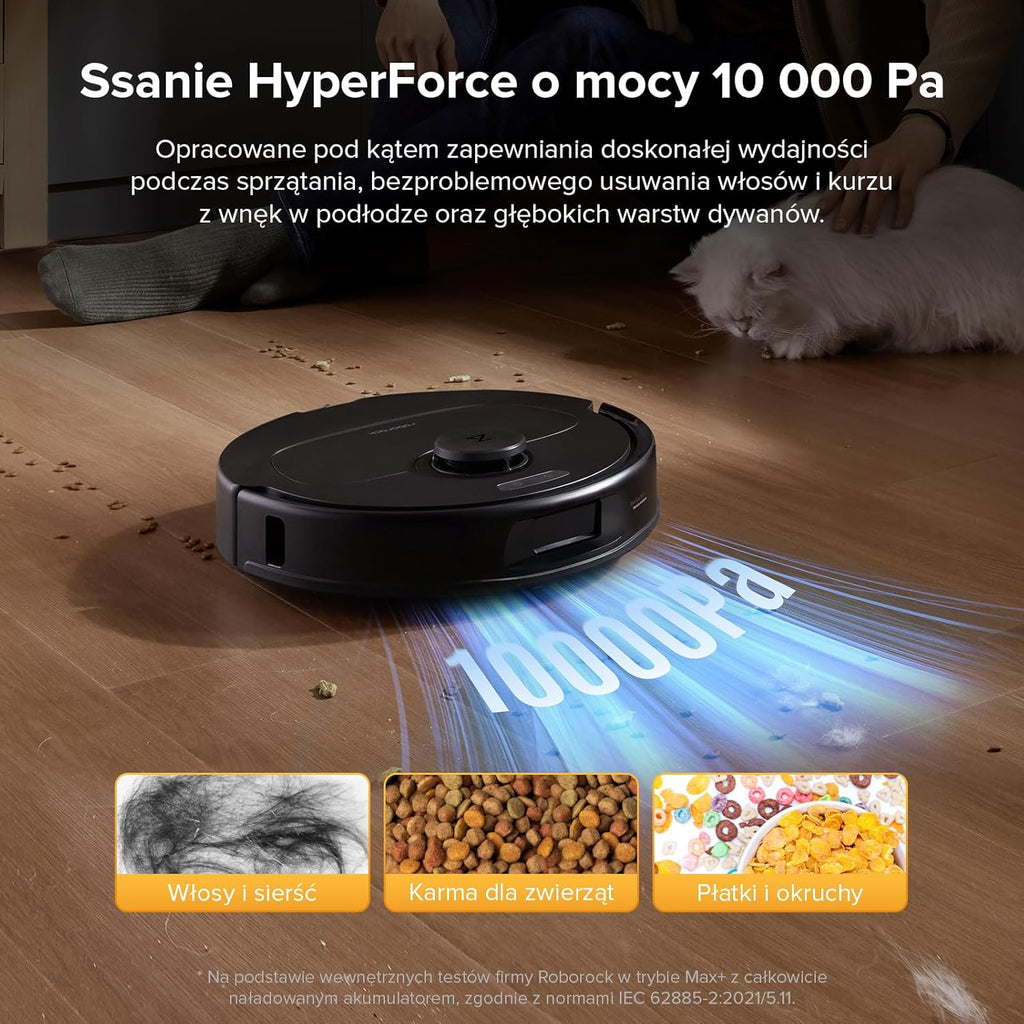 roborock QV 35A Set robot odkurzający, 8000Pa HyperForce, wielofunkcyjna stacja, mop obrotowy 200 obr./min i podnośnik 10 mm, zapobieganie splątaniu, unikanie przeszkód, mapowanie