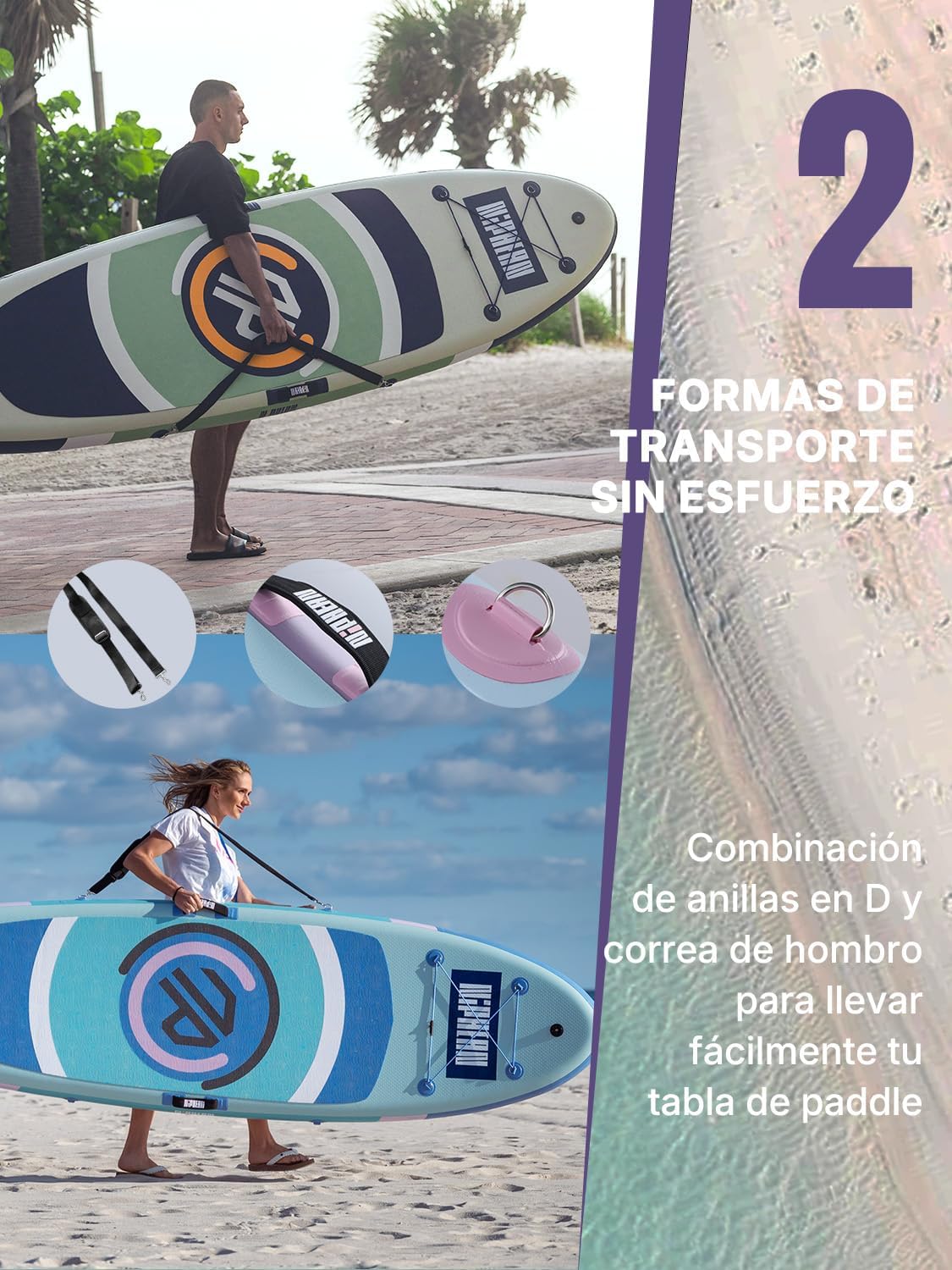 Niphean Tabla Paddle Surf Hinchable, Tabla de Paddle Surf 305 cm con Aletas de Equilibrio para Principiantes y Accesorios Resistentes, Sup Board para Adultos, Stand up Paddle Board Versátil para Yoga