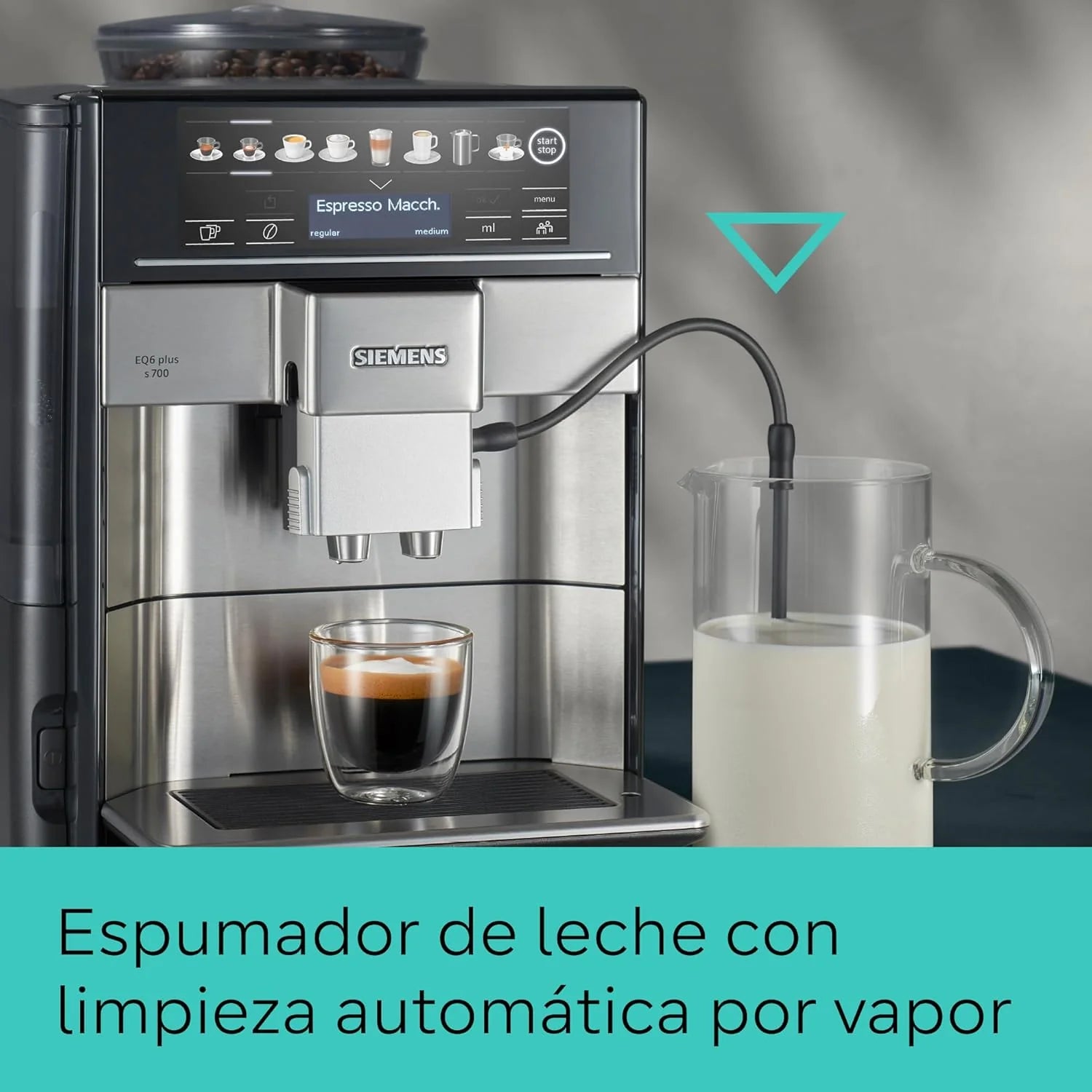 Siemens - Superautomatic coffee maker, EQ6 plus s500, aromaDouble Shot, autoMilk Clean, ceramDrive, Display CoffeeSelect, Black/Inox, TE655203RW