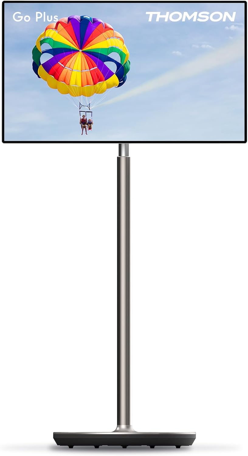 THOMSON 32 Pulgadas (81 cm) Go Plus, Android 4K UHD Portátil – Pantalla Táctil WiFi Bluetooth Control por Voz, Punto de Acceso, 4 Horas de Batería, Inclinable y Regulable en Altura