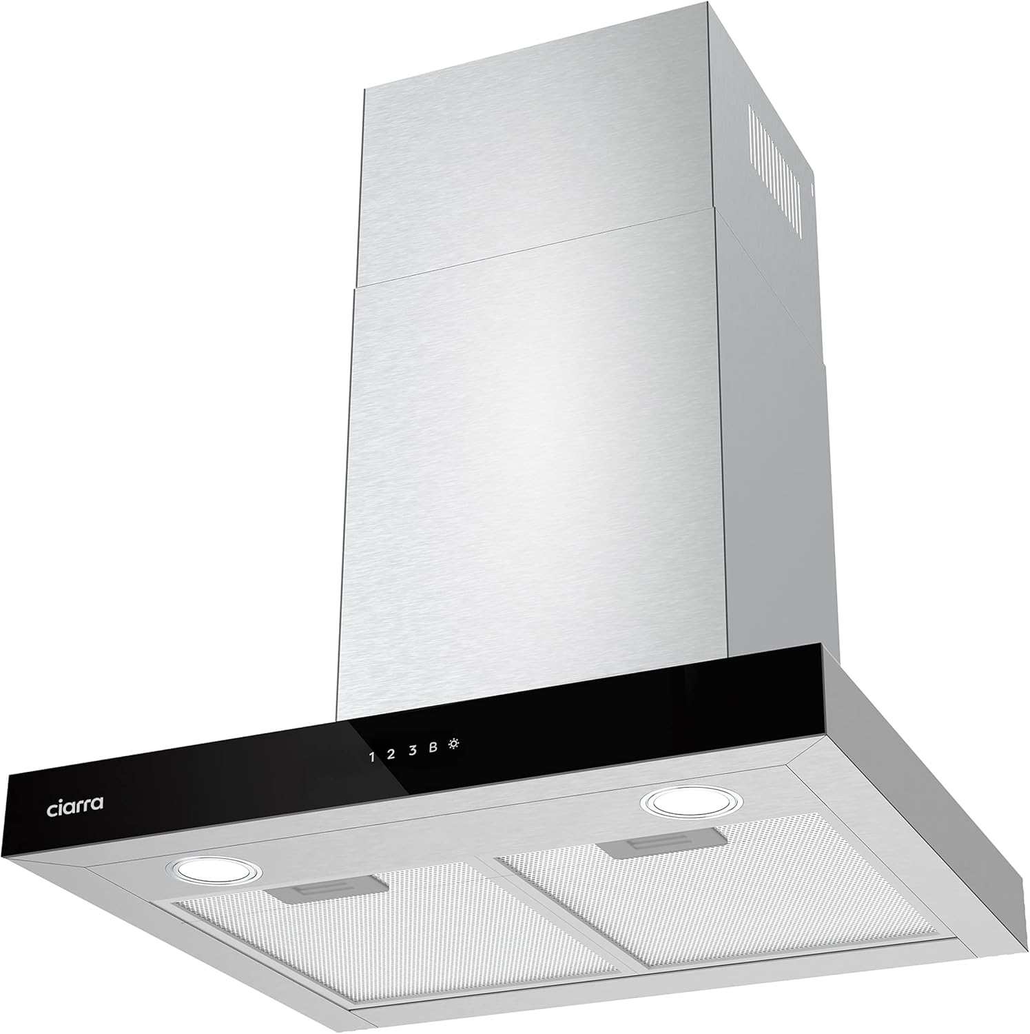 Ciarra CBCS6102 Campanas Extractora 60cm 650 m³/h - Control Táctil y Wifi - 4 Velocidades - Evacuación al Exterior y Recirculación Interna por Filtro de Carbón CBCF003 - Acero Inoxidable