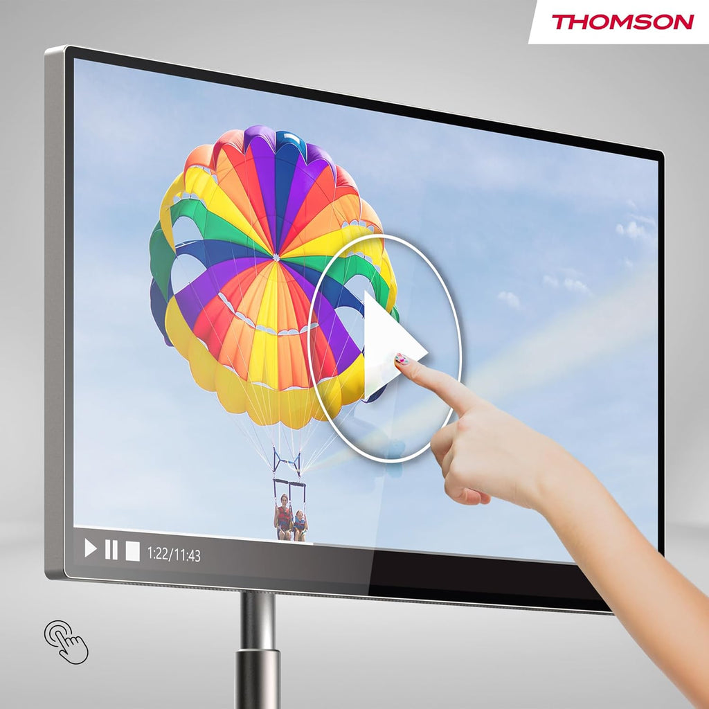THOMSON 32 Pulgadas (81 cm) Go Plus, Android 4K UHD Portátil – Pantalla Táctil WiFi Bluetooth Control por Voz, Punto de Acceso, 4 Horas de Batería, Inclinable y Regulable en Altura