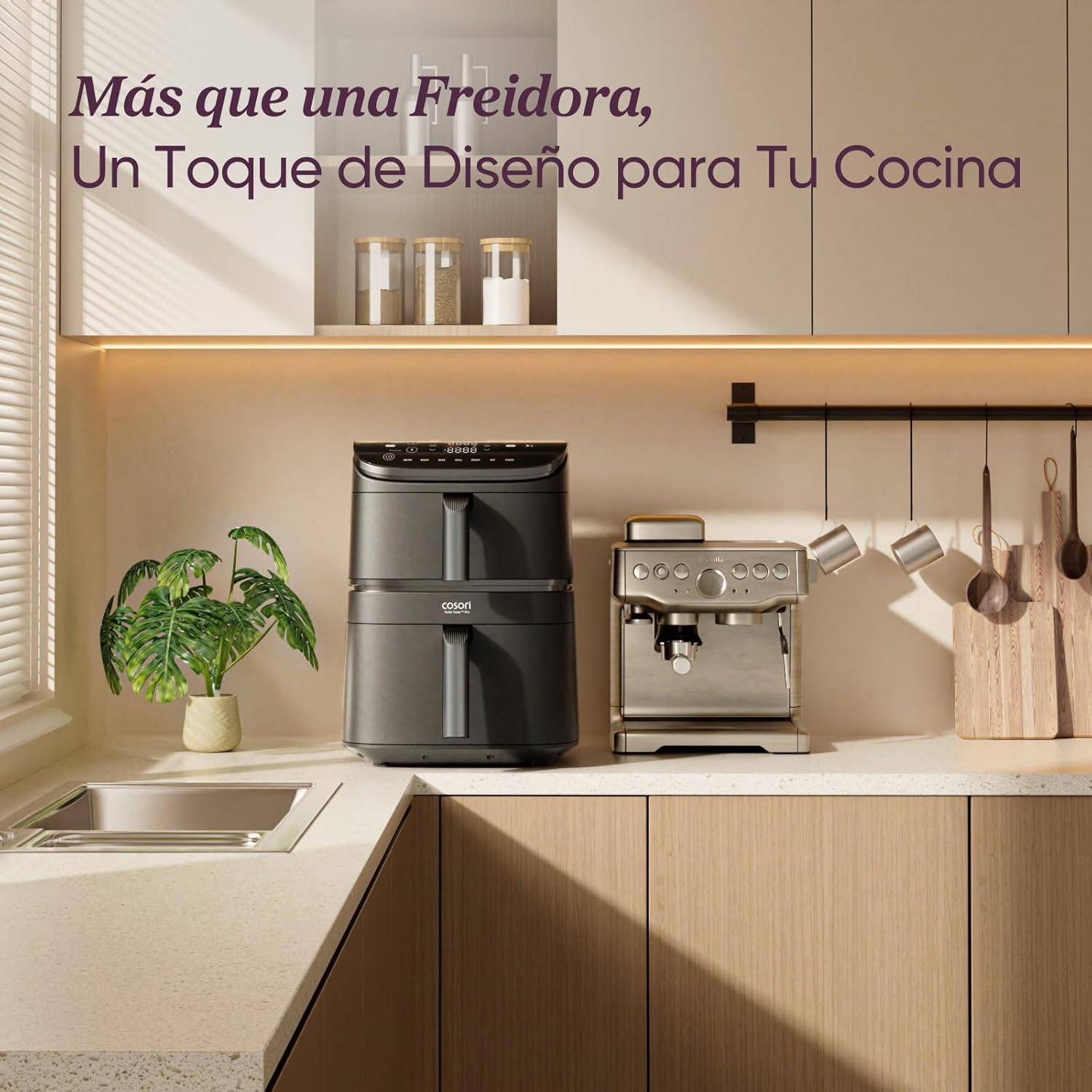 Cosori Turbo Tower Freidora de Aire10,8L con Cesta Verticales, Cocción en 3 Niveles que Ahorra Espacio, 2630 W, 6 funciones, 2 DC Motores, Más de 50 Recetas Completas en Línea