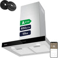 Ciarra CBCS6102 Campanas Extractora 60cm 650 m³/h - Control Táctil y Wifi - 4 Velocidades - Evacuación al Exterior y Recirculación Interna por Filtro de Carbón CBCF003 - Acero Inoxidable