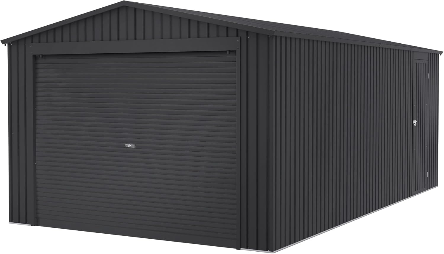 Wasabi - Garaje Metálico 19,52m2 Jarama – Portón Amplio Enrollable - Resguardo Exterior Coche - Cierre Seguridad Llave - Puerta Lateral Peatonal - Cochera Cobertizo Jardín Almacenaje – 576x338x243cm