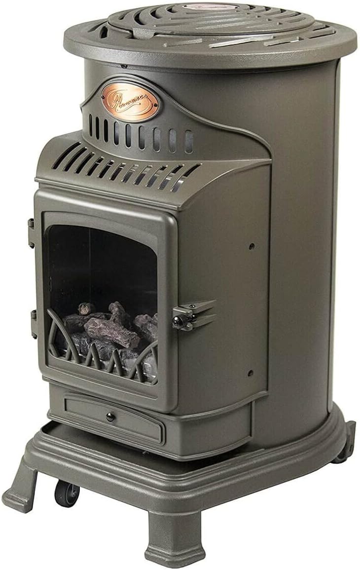 Calefactor auxiliar portátil de gas de estilo antiguo, color marrón