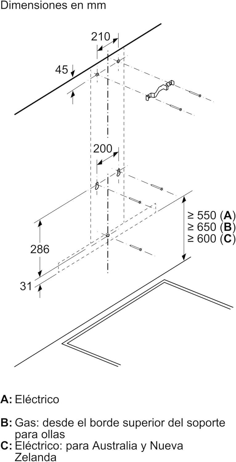 Bosch - Campana Extractora Decorativa de Pared, 90 cm, Serie 2, Control Mecánico, Iluminación LED, Acero Inoxidable, DWB96BC50