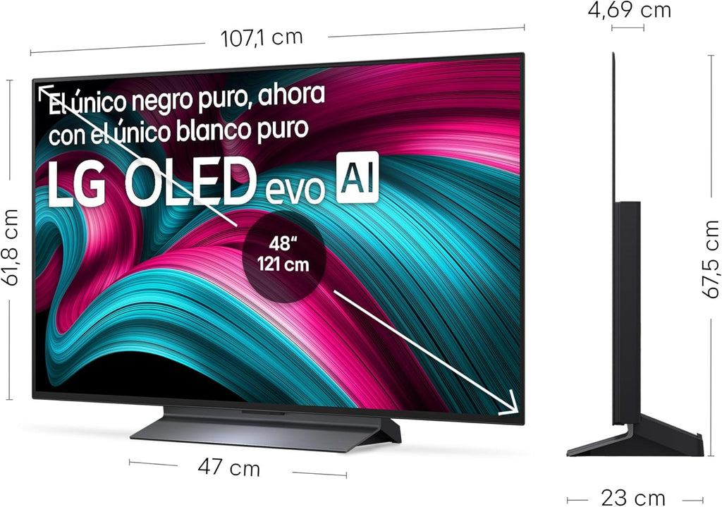 OLED48C54LA - TV 48", OLED EVO 4K, Smart TV AI C5, WebOS 25, Super Upscaling, Dolby Vision y Dolby Atmos, AMD FreeSync, Alexa/Google Assistant, Negro