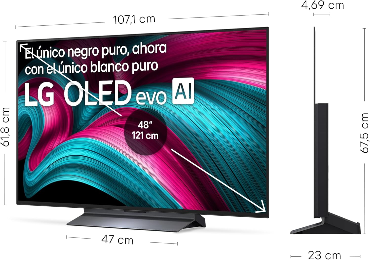 OLED48C54LA - TV 48", OLED EVO 4K, Smart TV AI C5, WebOS 25, Super Upscaling, Dolby Vision y Dolby Atmos, AMD FreeSync, Alexa/Google Assistant, Negro