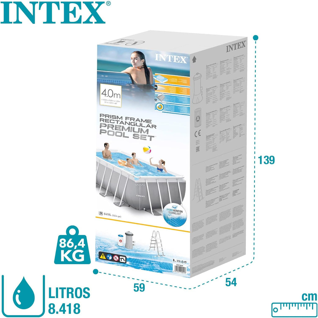 INTEX 55243 - Piscina Desmontable Rectangular con depuradora Prism Frame