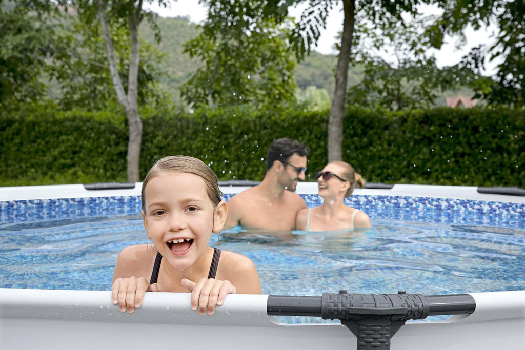 Bestway Steel Pro MAX Frame - Juego de Piscina con Bomba de Filtro, diámetro de 366 x 76 cm, Color Gris Claro, Redondo