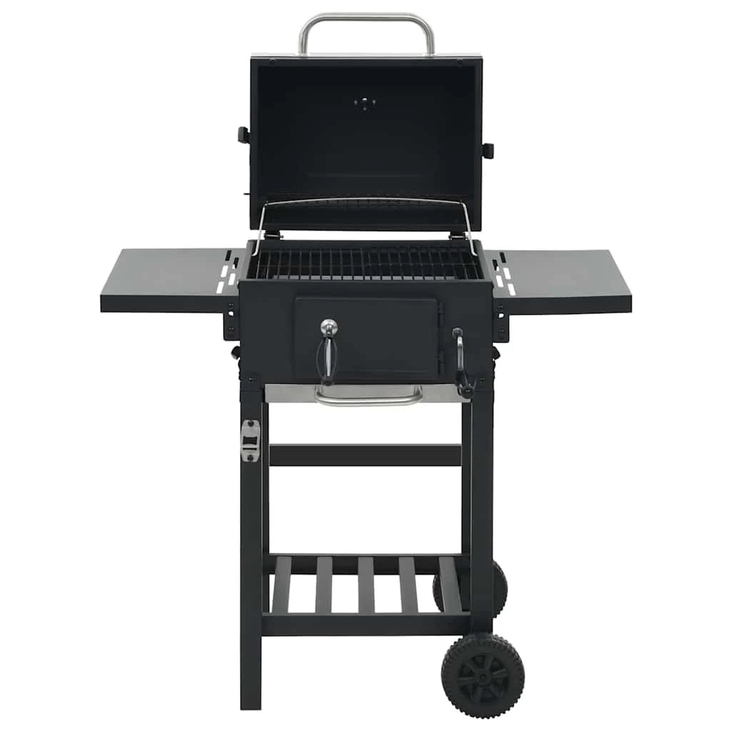 Barbacoa De Carbón Con Estante Inferior Negra Vidaxl