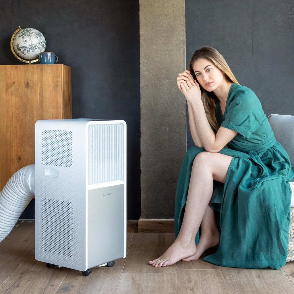 Cecotec Aire Acondicionado Portátil con Mando y Bomba de Calor ForceClima 9450 Style Heating, 9000 BTU, Táctil, Pantalla LED, 5 Modos, 2 Velocidades, Deshumidificador, Temporizador, 16 m², White