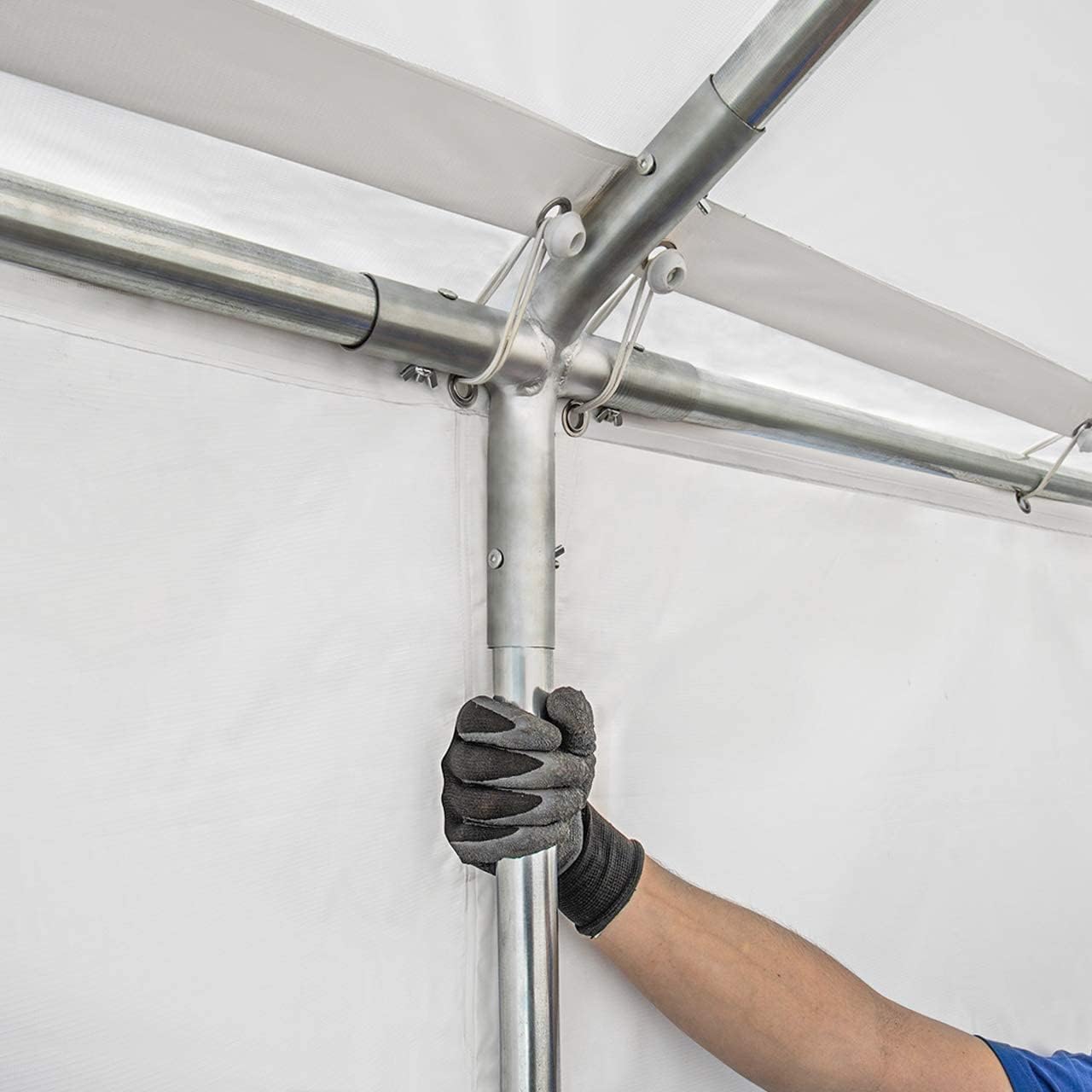 TOOLPORT Carpa almacén 5x10 m PVC 750 N Impermeable Gris Carpa de Almacenamiento con Base Reforzada