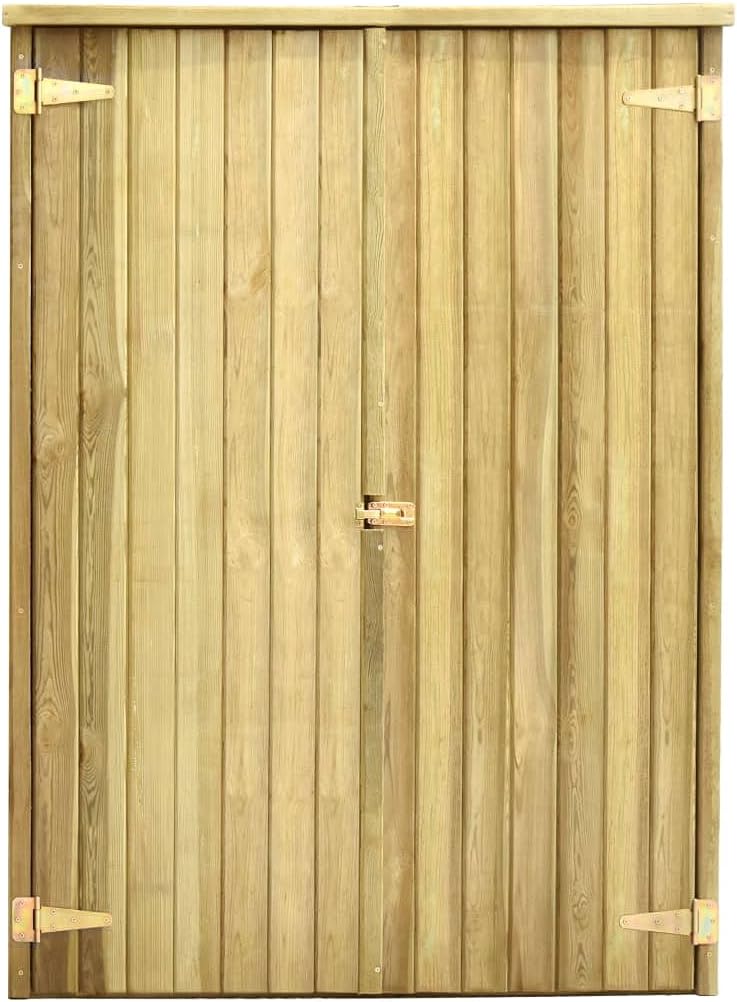 Tidyard Caseta Herramientas Jardín 4 Estantes de Apoyo Gabinete Caseta Herramientas Cobertizo Armario Exterior Madera Jardín Pino Impregnada 123 x 50 x 171 cm