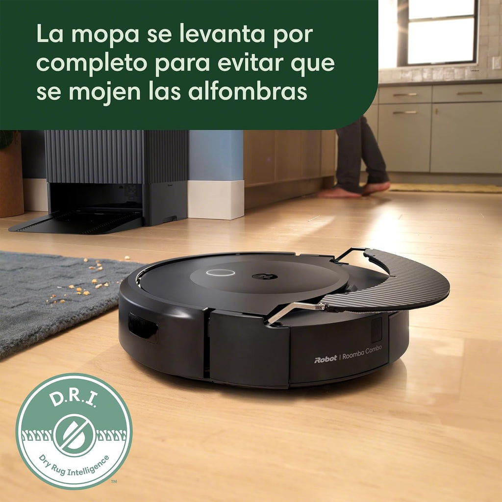 iRobot Roomba Combo 10 MAX + Base AutoWash, Robot Aspirador y friegasuelos, Multifuncional autolimpiable, rellena el depósito Agua, Lava&Seca mopa, autovaciado, mopa retráctil, Evita obstáculos, App