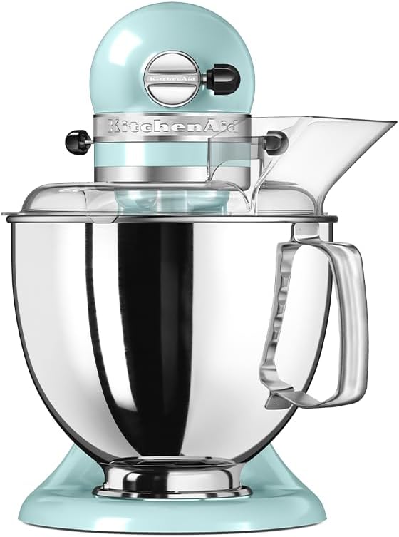 KitchenAid Batidora amasadora - Artisan - Robot de Cocina con Cabezal Inclinable - Amasadora con 5 Accesorios - Batidora de repostería con 2 boles de Acero Inoxidable - 4,8 L y 3 L - Azul hielo