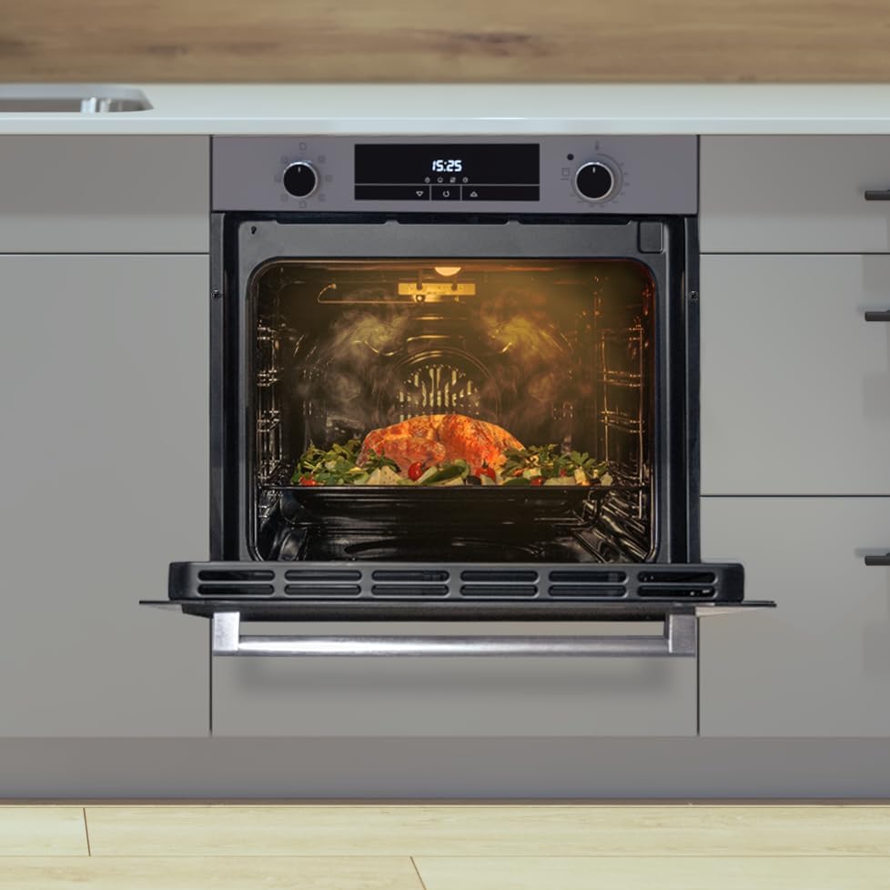 Cecotec Horno Multifunción Integrable 60cm Bolero Hexa M226000 Glass Grey A. 2800W, 72L, 7 Funciones, Modo Grill, Fan Assisted Grill, Modo Convección, Defrost, Steam Base X2, Steam EasyClean y Assist