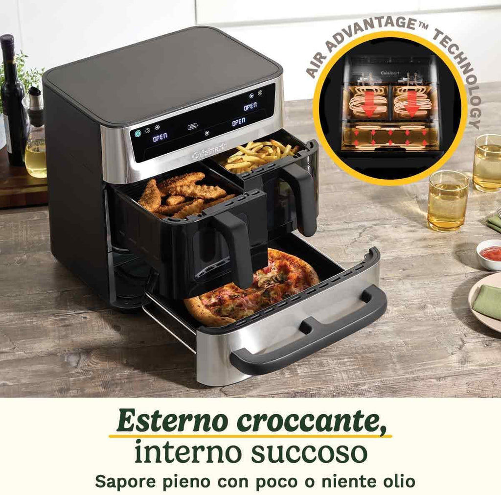 Cuisinart Tri Zone Air Fryer y Horno 13,6L sin PFAS | 3 zonas | 2 cestas 4,3L + horno 5L | 9 funciones: freír, asar, grillar, hornear, recalentar, deshidratar, pizza, tostar, manual