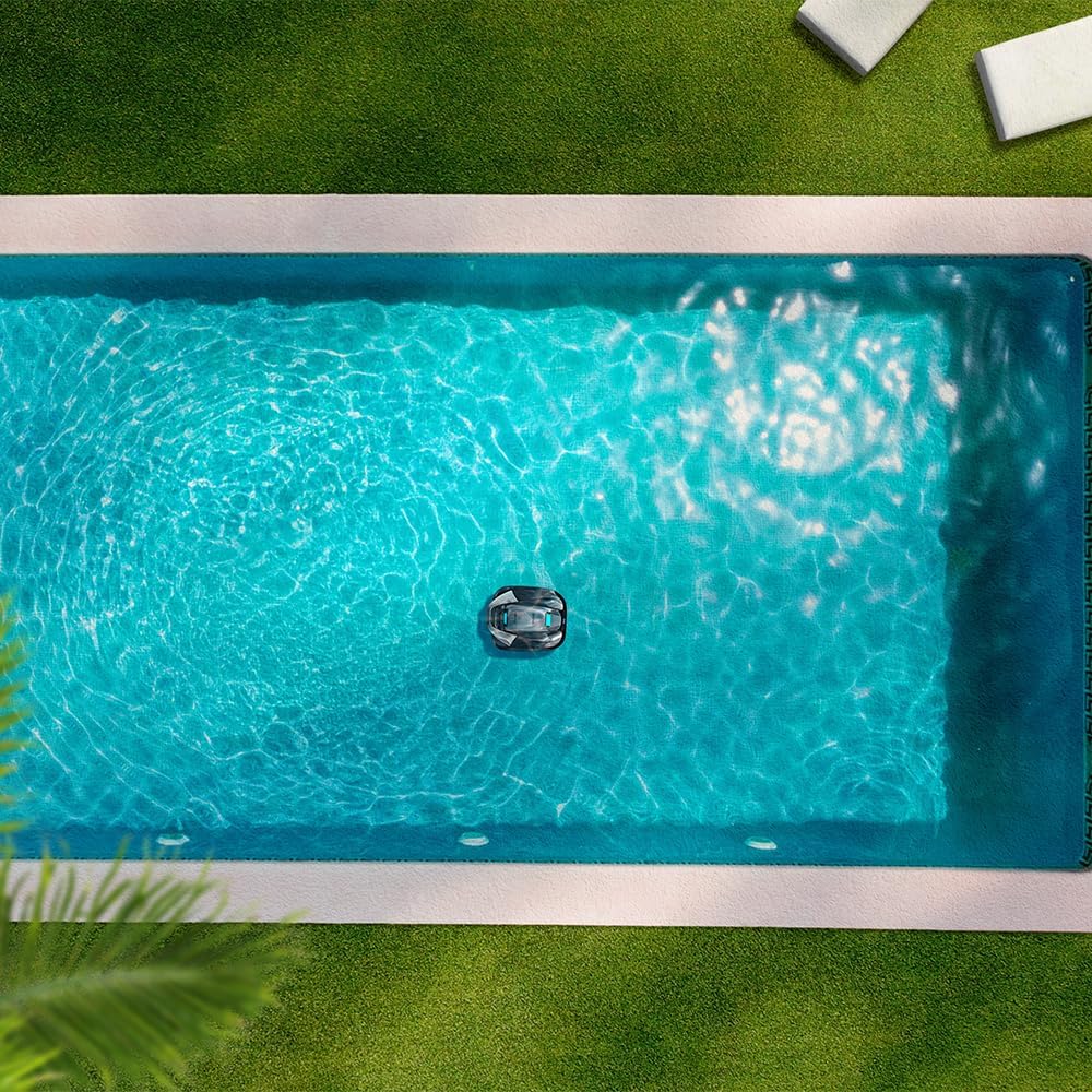 Cecotec Robot Limpiafondos Piscina sin Cable Conga Pooldroid 2000 FloorMaster. Autonomía 100mins, Piscina sin Pendientes, hasta 80m2, Profundidad Máxima 2,5m, Capacidad 2,5L, Filtro Alta Eficiencia