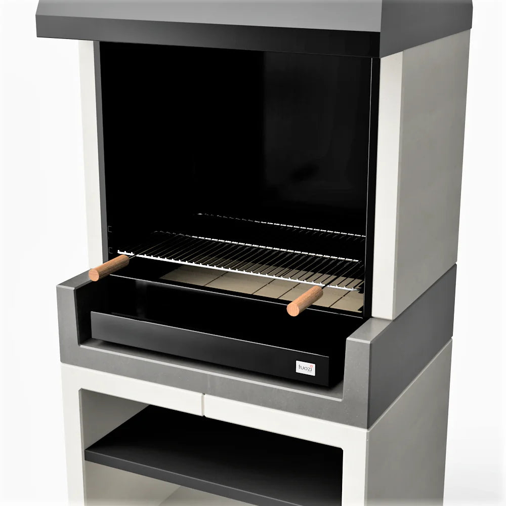 Tuozi - Barbacoa De Obra Para Leña Y Carbón Modelo Kitaway Otte (gris/blanco - 84 X 63 X 206 Cm) Ref: T00170
