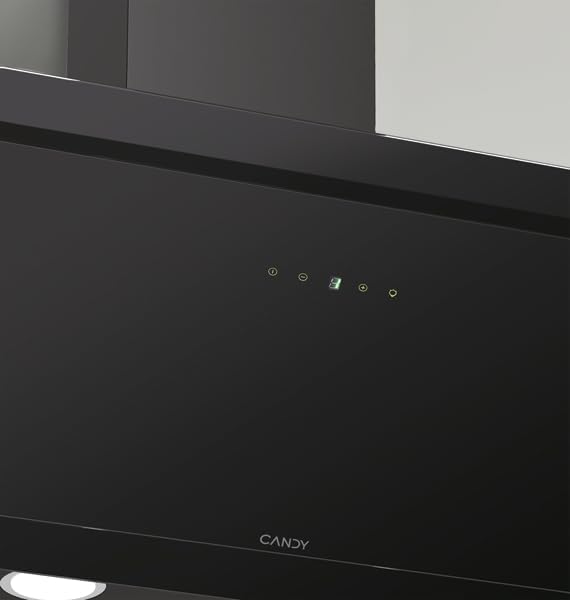 Candy CDG6CBP8B, Campana Decorativa 60 CM, 4 Niveles de Potencia, 611 M3/H, Control táctil, Filtros de Aluminio Antigrasas y Filtros de Carbono Incluidos, Iluminación LED, 62DB, Negro