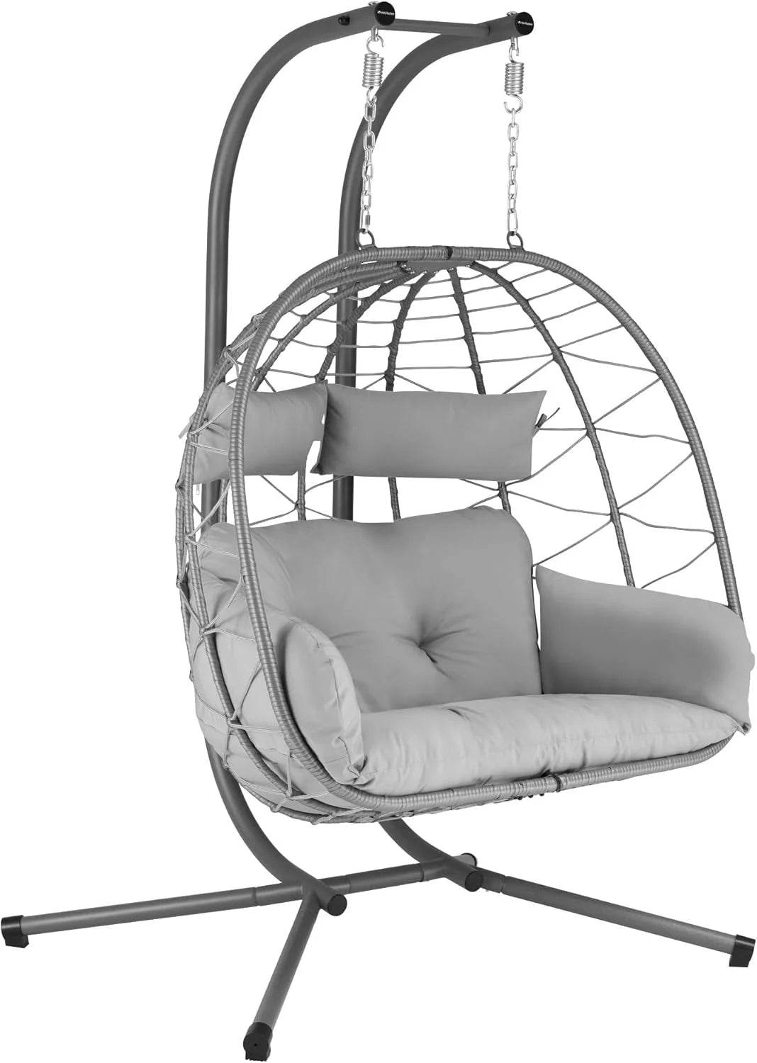 Hanging Chair with Stand, Cushion and Pad XXL | 2 People | Indoor and Outdoor Hanging Swing | Metal Structure, Garden/Terrace Swing, Egg Chair, Hanging Basket
