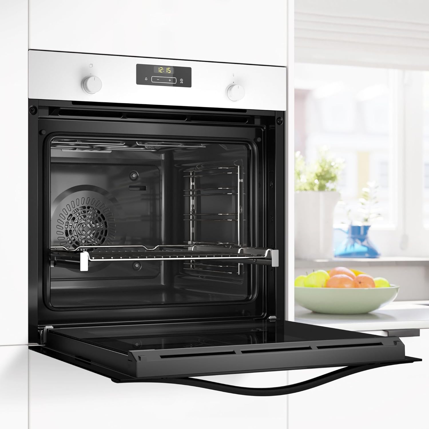 Balay – Horno multifunción, 60 cm de ancho, 71L, Serie Cristal, Función Freidora de aire, Aqualisis, blanco, 3HB5159B4
