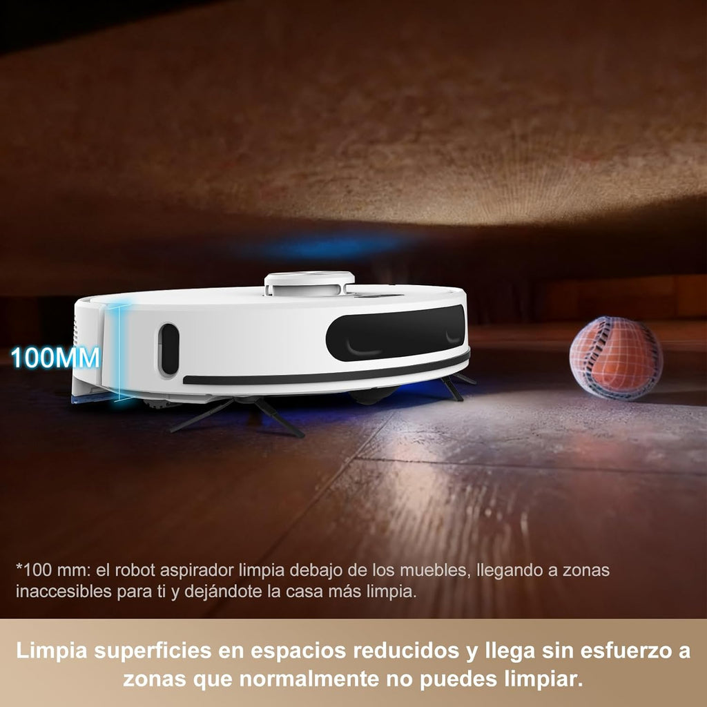 Robot Aspirador y fregasuelos hasta 8000 Pa Potente succión Autovaciado Autonomía de 220 Minutos Navegación Láser LiDAR y Mapeo Lnteligente,Limpieza Personalizada Control por Voz y App