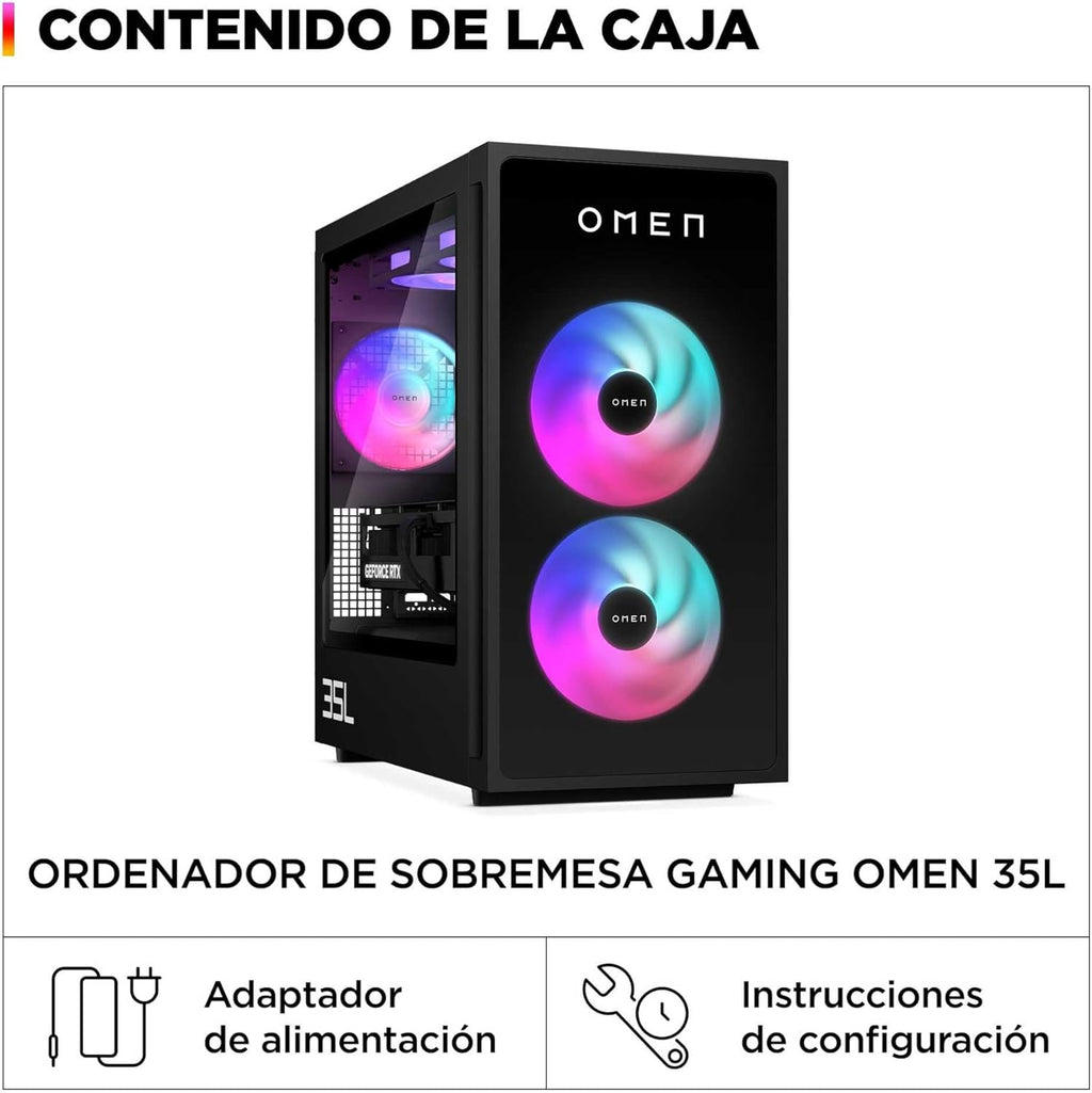 HP Ordenador sobremesa Gaming OMEN 35L GT16-0067ns (Procesador AMD Ryzen 7 8700F, 32GB RAM DDR5, 1TB SSD PCIe Gen4, NVIDIA GeForce RTX 5070 12GB, FreeDOS) - Negro