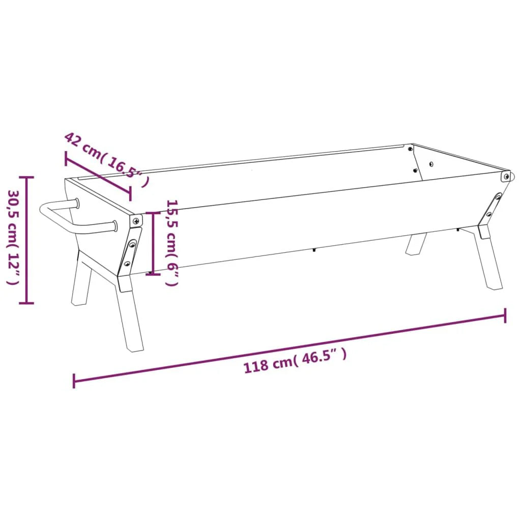 Bandeja Para Barbacoa Acero Inoxidable Plateado 118x42x30,5 Cm Vidaxl
