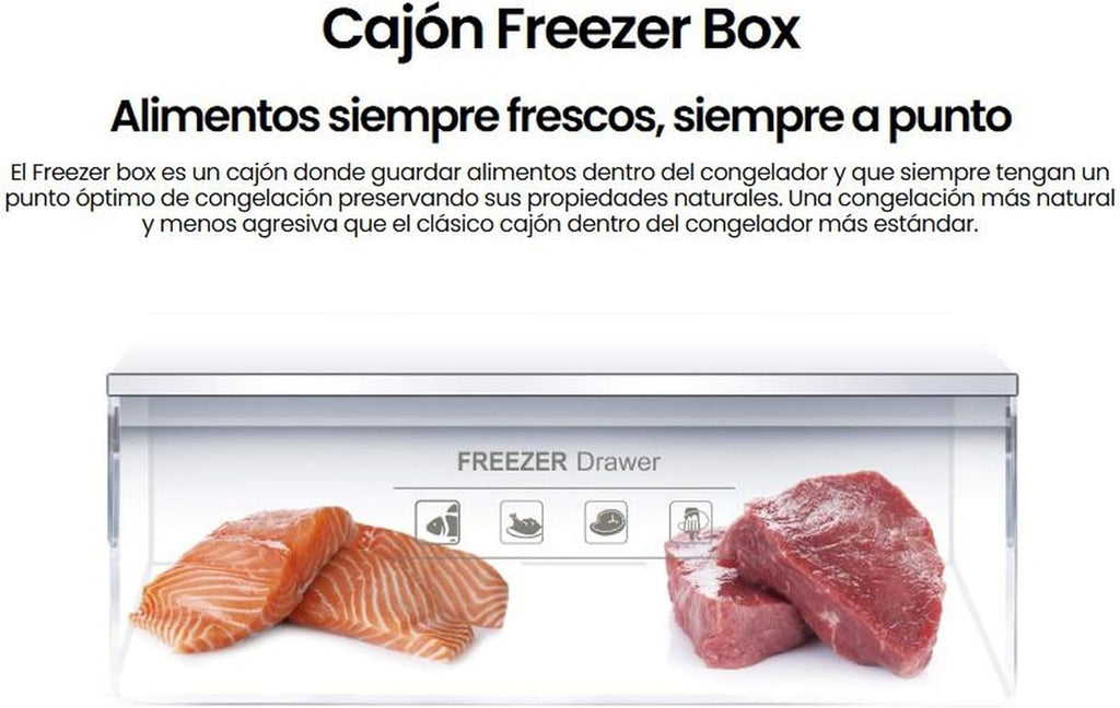 INFINITON CV-A85I - Congelador vertical, 80 Litros, 85 cm, 3 cajones, Control de temperatura, Puerta reversible, Regulación en Altura, E, Inox